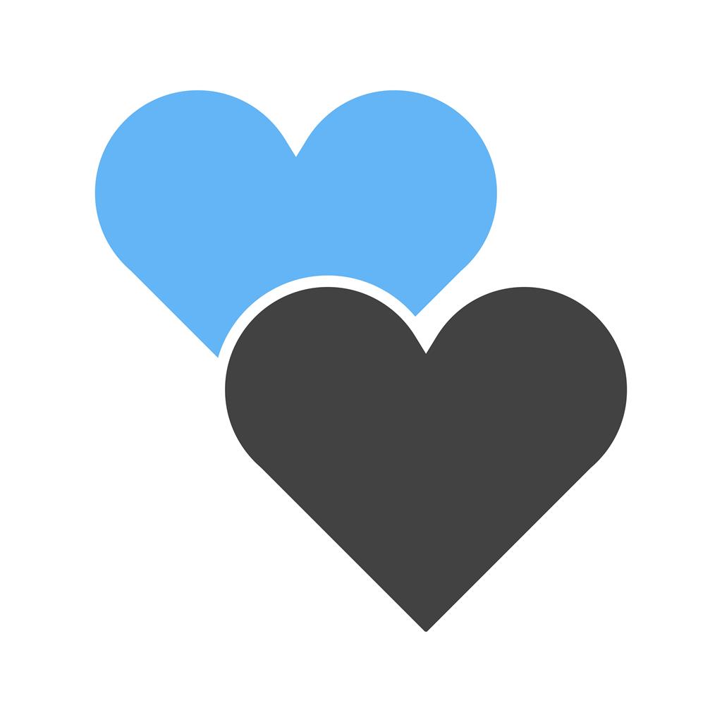 Two hearts Blue Black Icon - IconBunny