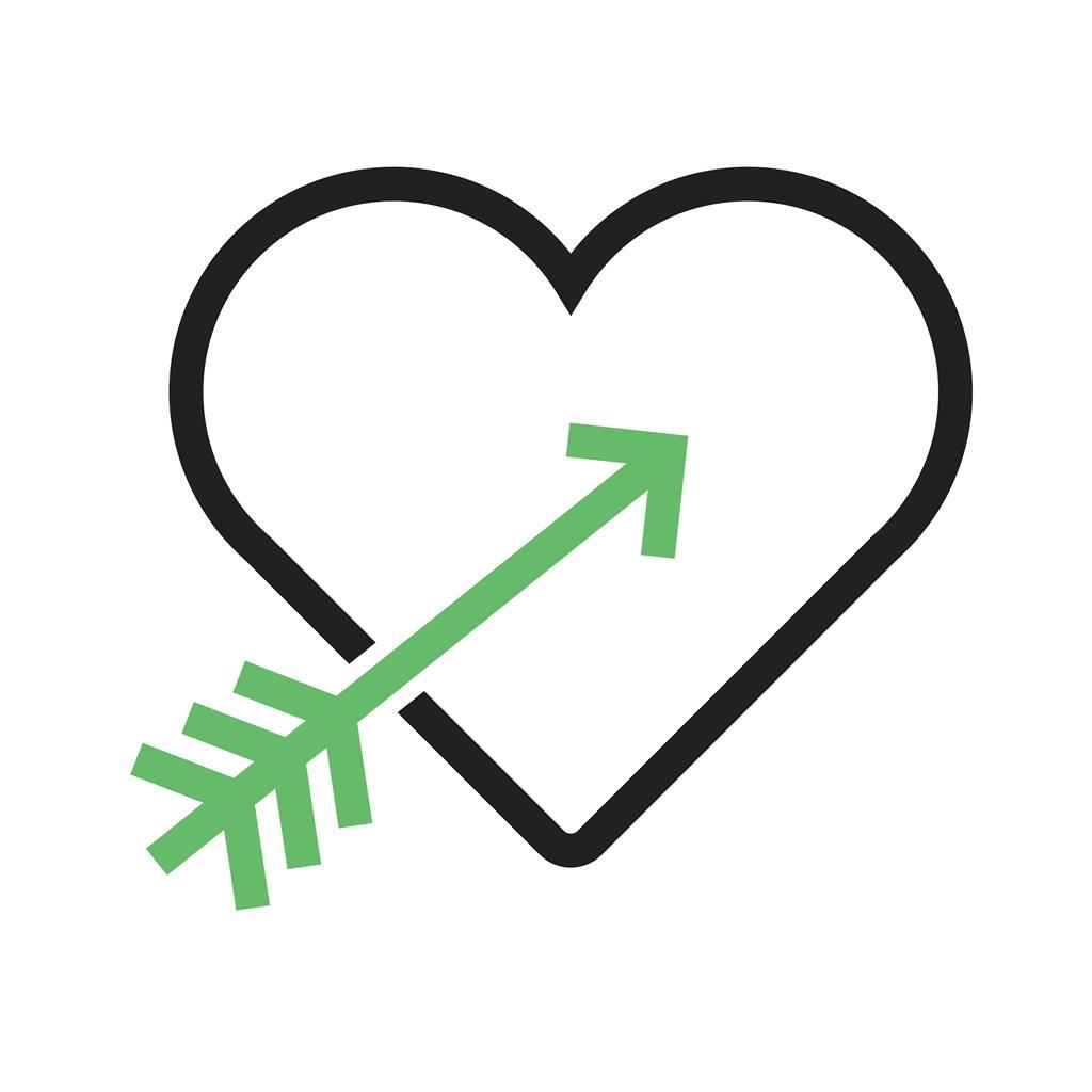 Heart with arrow Line Green Black Icon - IconBunny