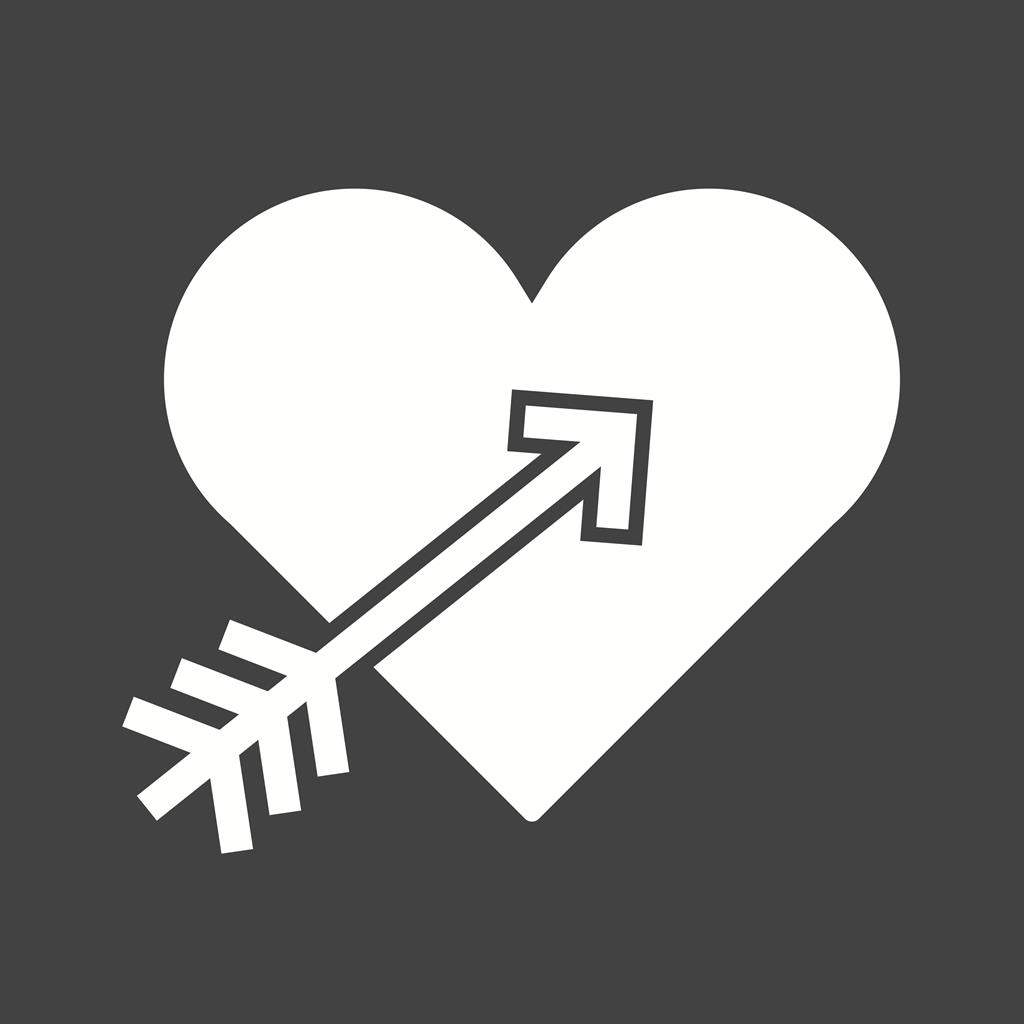 Heart with arrow Glyph Inverted Icon - IconBunny