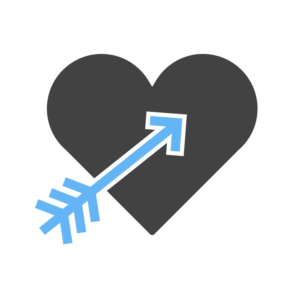 Heart with arrow Blue Black Icon - IconBunny