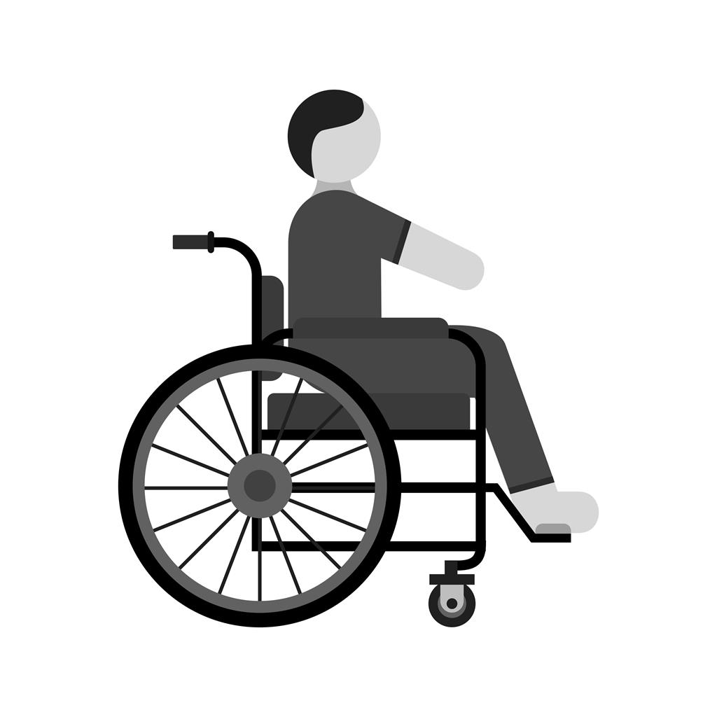 Disabled Person Greyscale Icon - IconBunny