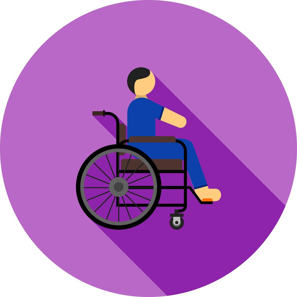 Disabled Person Flat Shadowed Icon - IconBunny