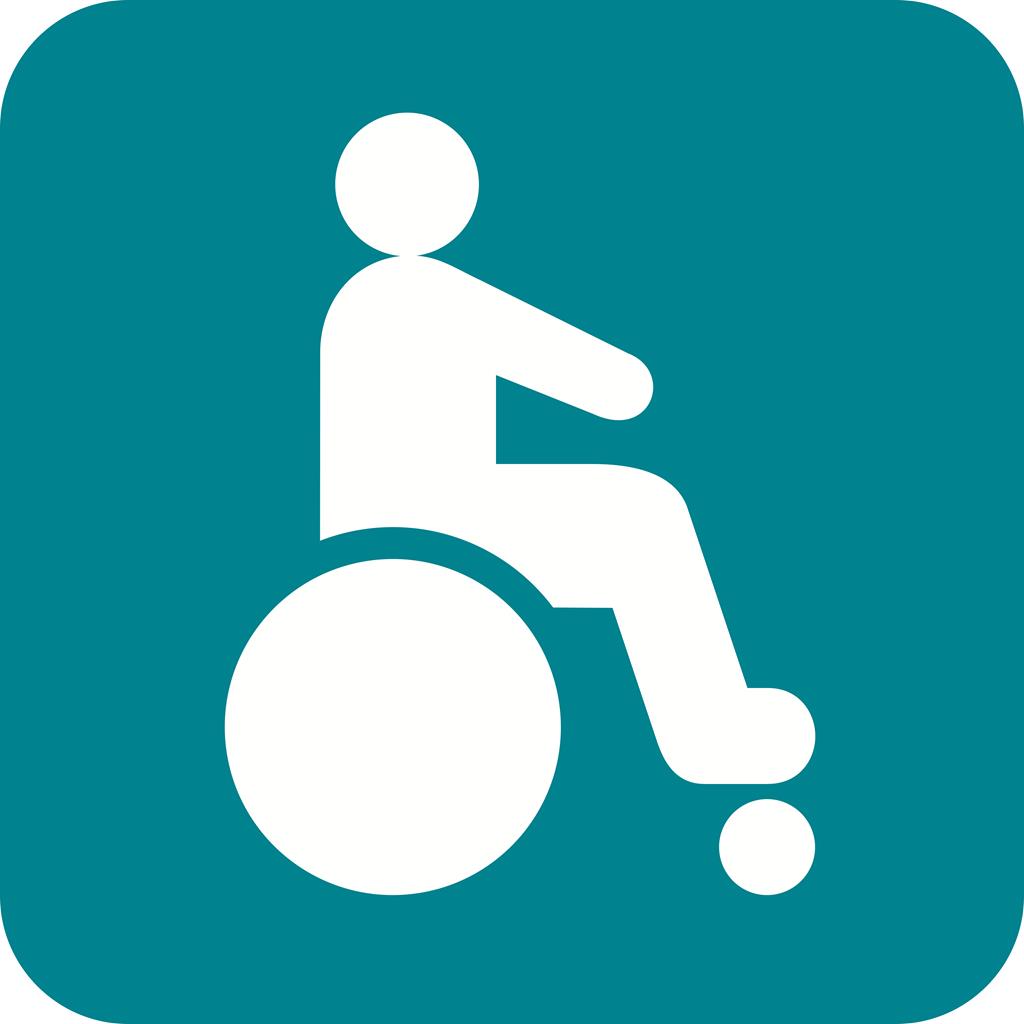 Disabled Person Flat Round Corner Icon - IconBunny