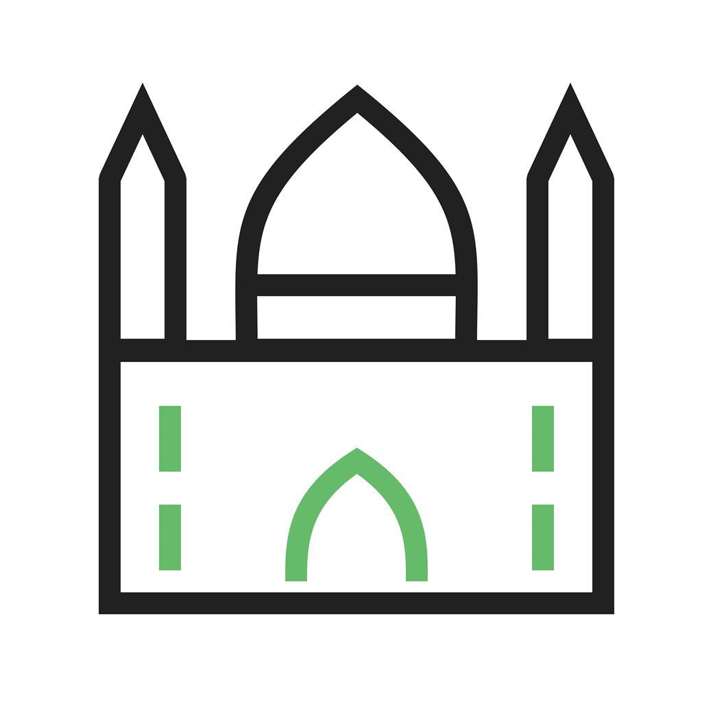 Mosque Line Green Black Icon