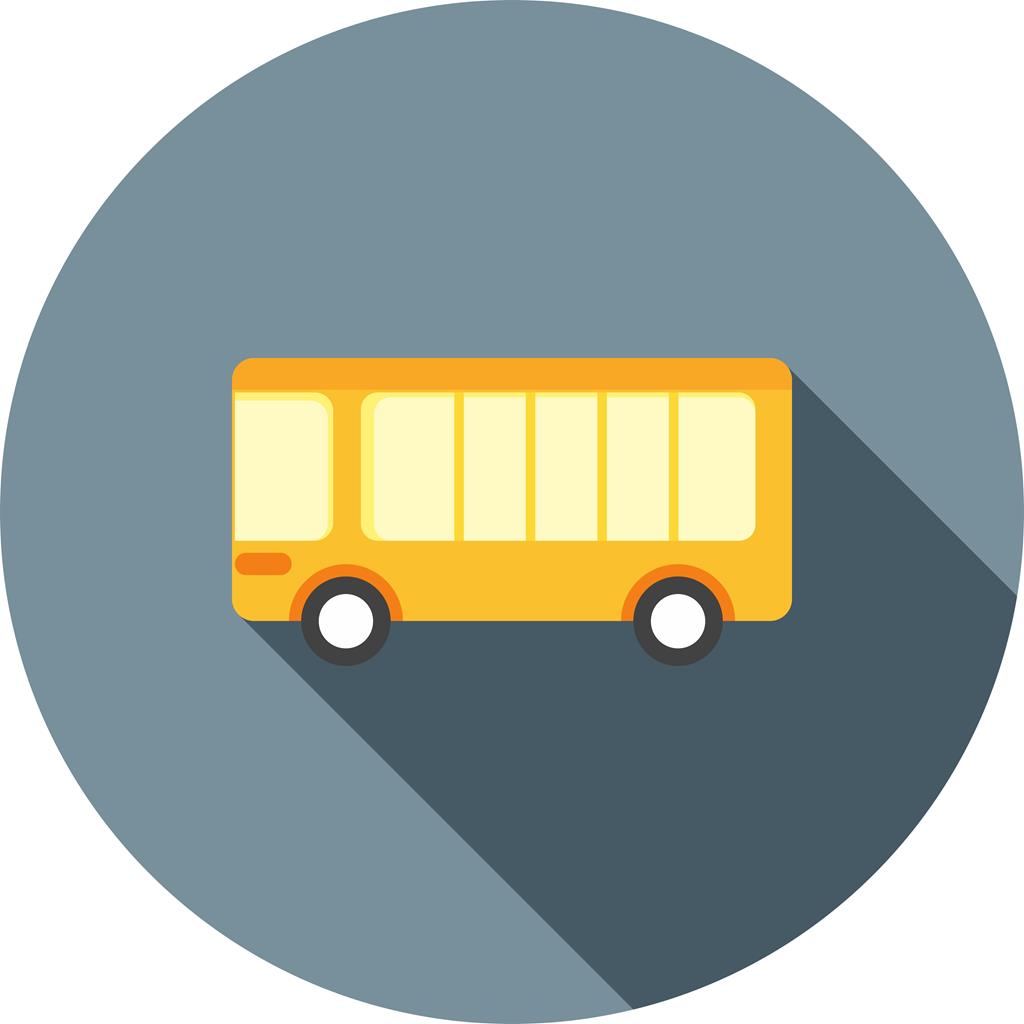 School Bus Flat Shadowed Icon