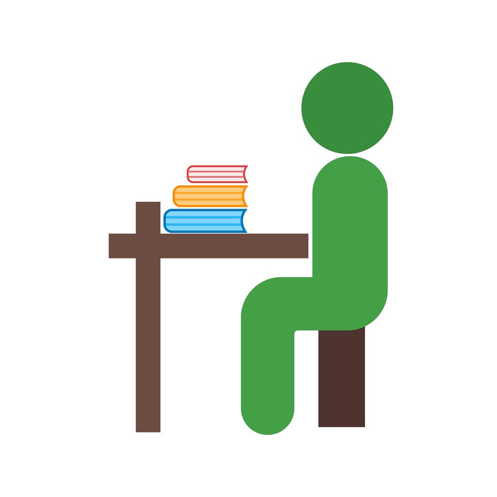 Student sitting in class Flat Multicolor Icon