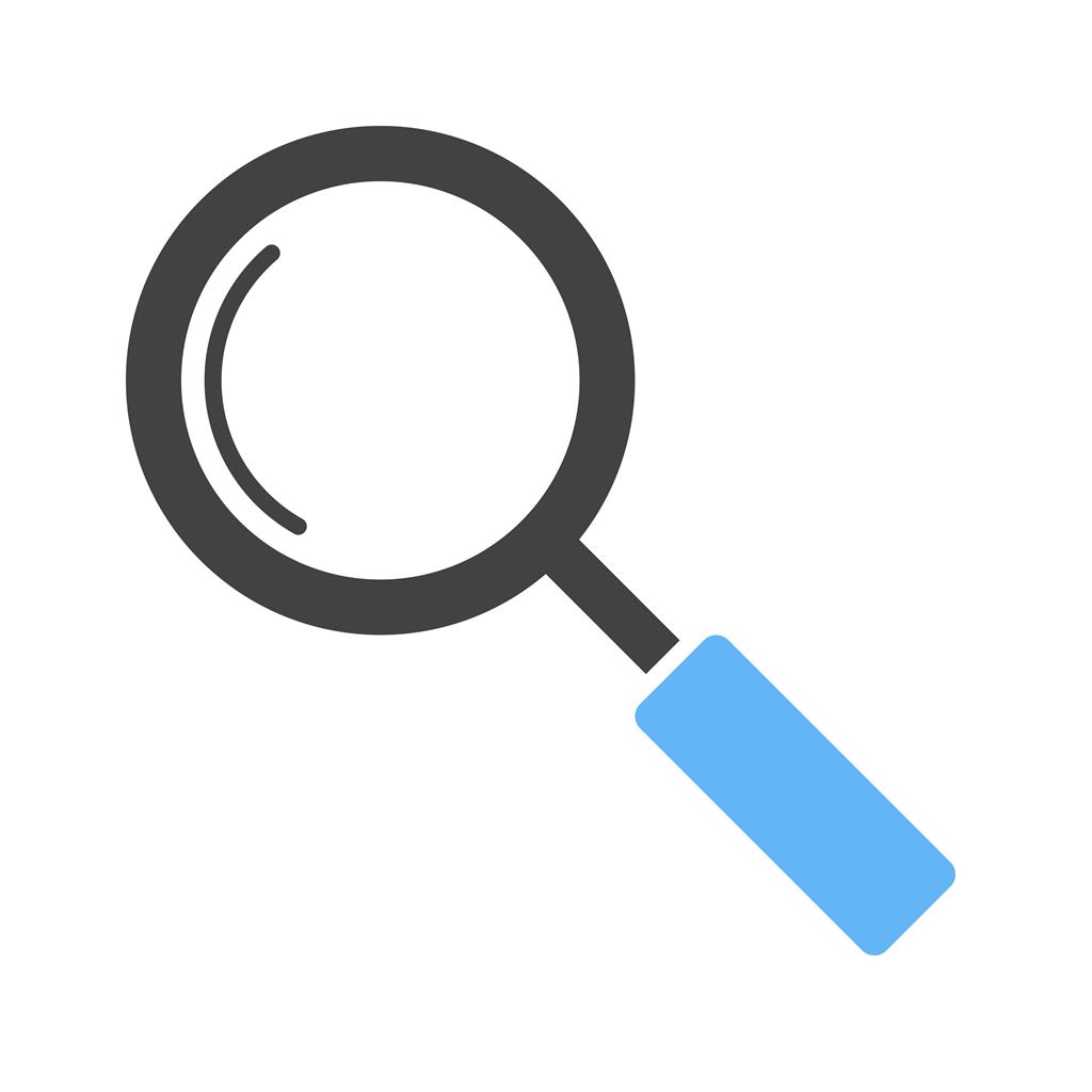 Magnifying glass Blue Black Icon
