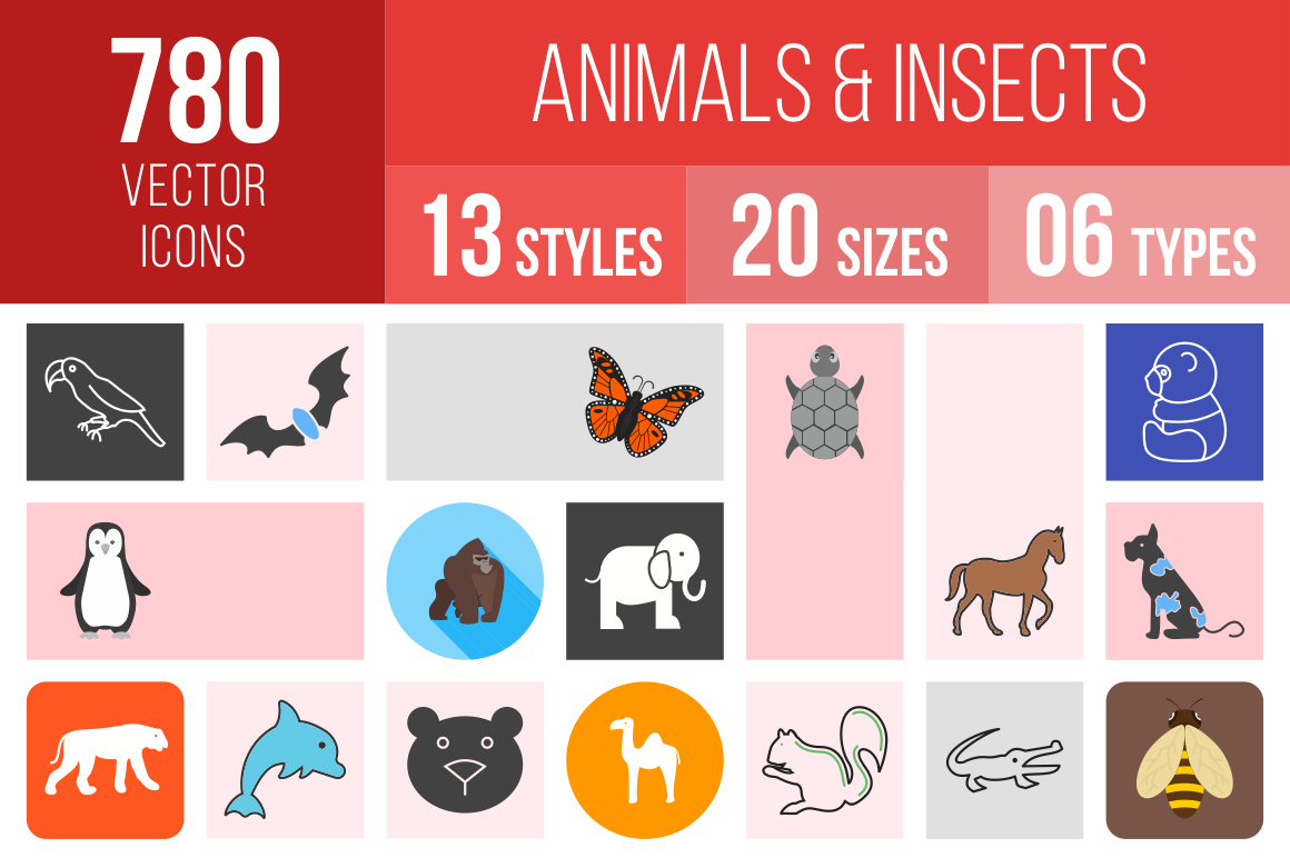 Animals & Insects Icons Bundle - Overview - IconBunny