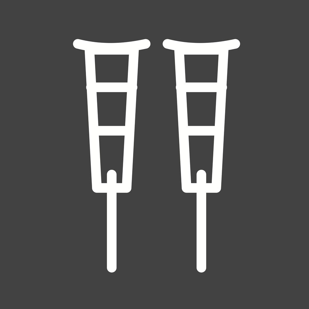 Crutches Line Inverted Icon
