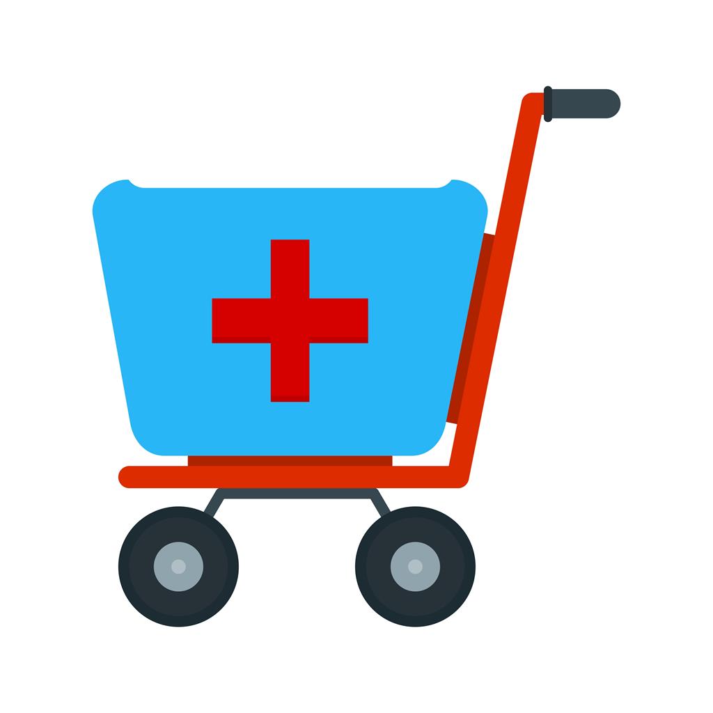 Medical Cart Flat Multicolor Icon