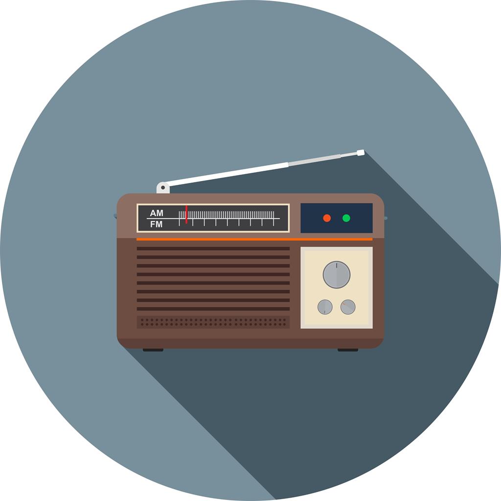 Old Radio Flat Shadowed Icon