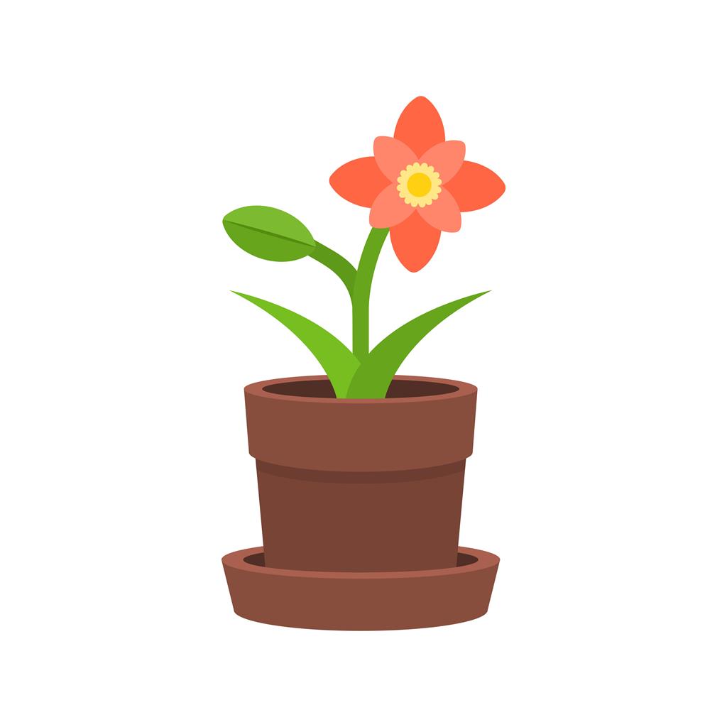 Flower Pot Flat Multicolor Icon