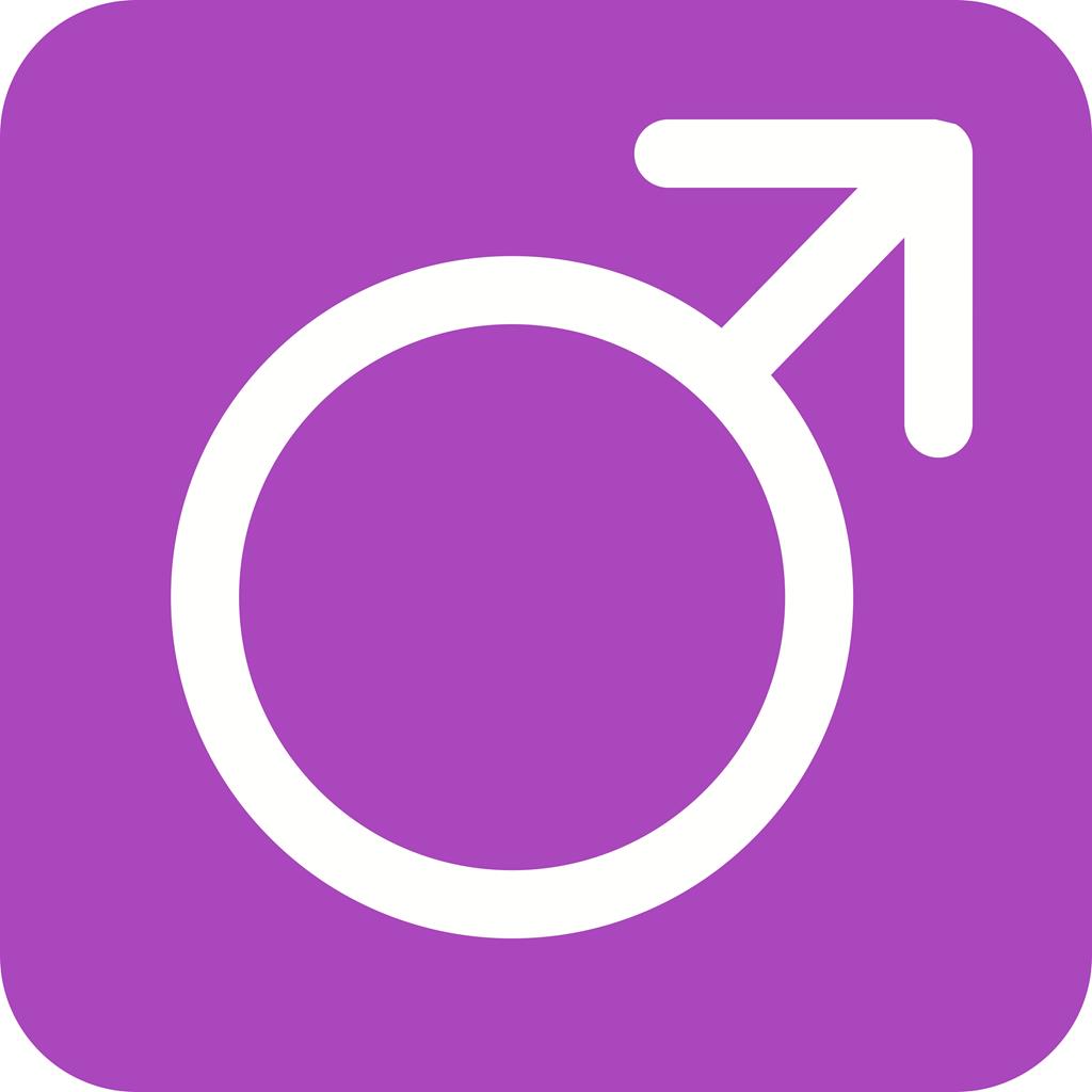 Male symbol Flat Round Corner Icon - IconBunny