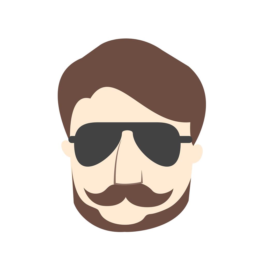 Hipster Man Flat Multicolor Icon