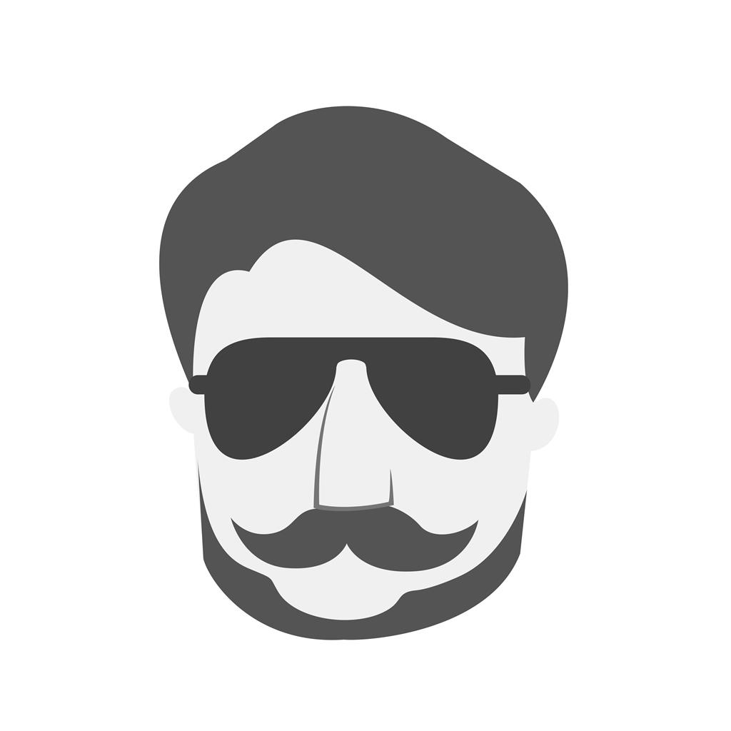 Hipster Man Greyscale Icon