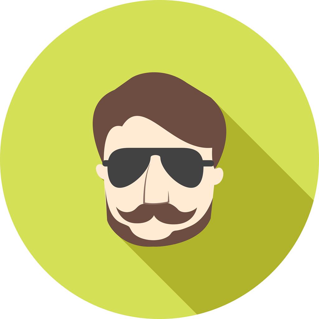 Hipster Man Flat Shadowed Icon