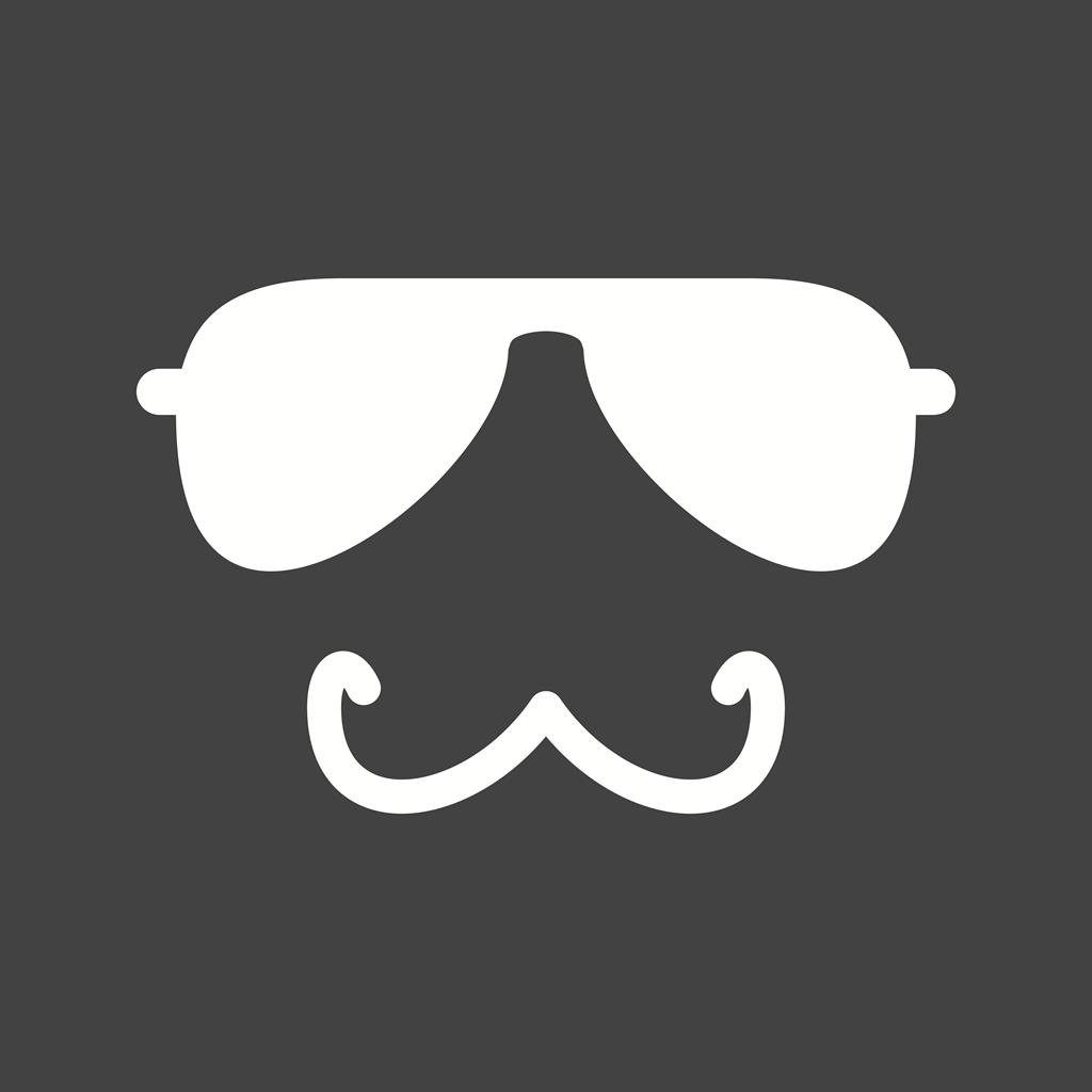 Hipster Man Glyph Inverted Icon