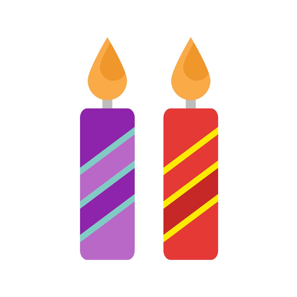 Two Candles Flat Multicolor Icon