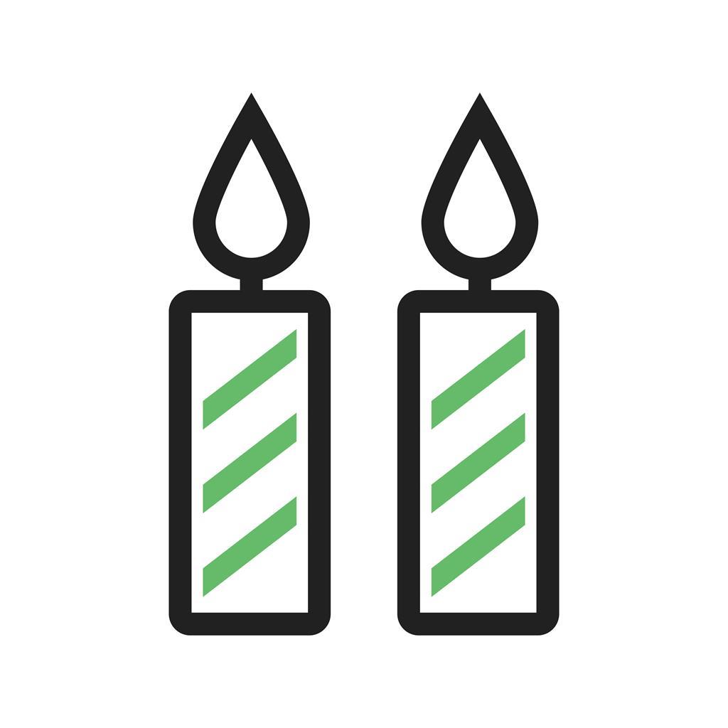 Two Candles Line Green Black Icon