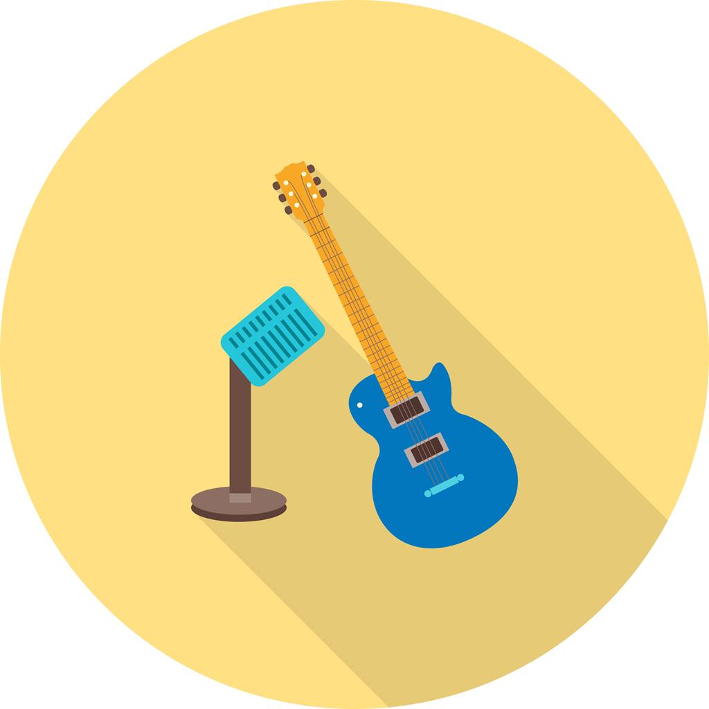 Guitar and Mic Flat Shadowed Icon