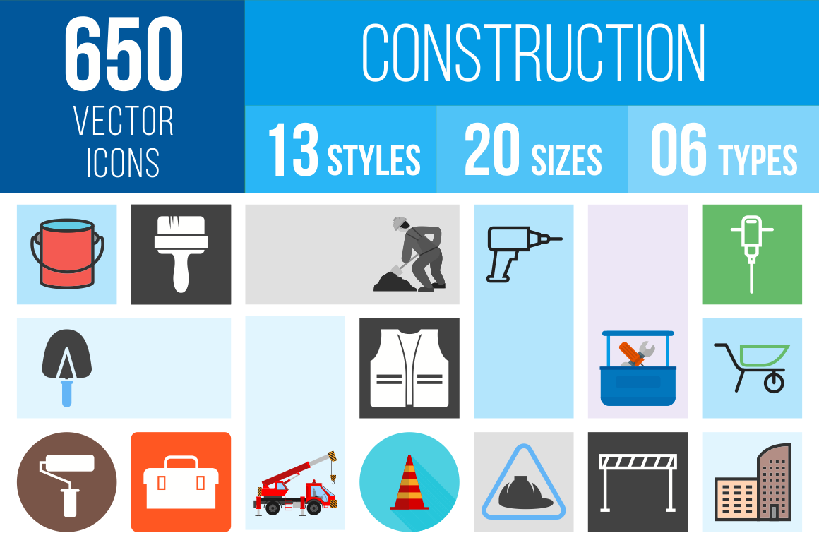 Construction Icons Bundle - Overview - IconBunny