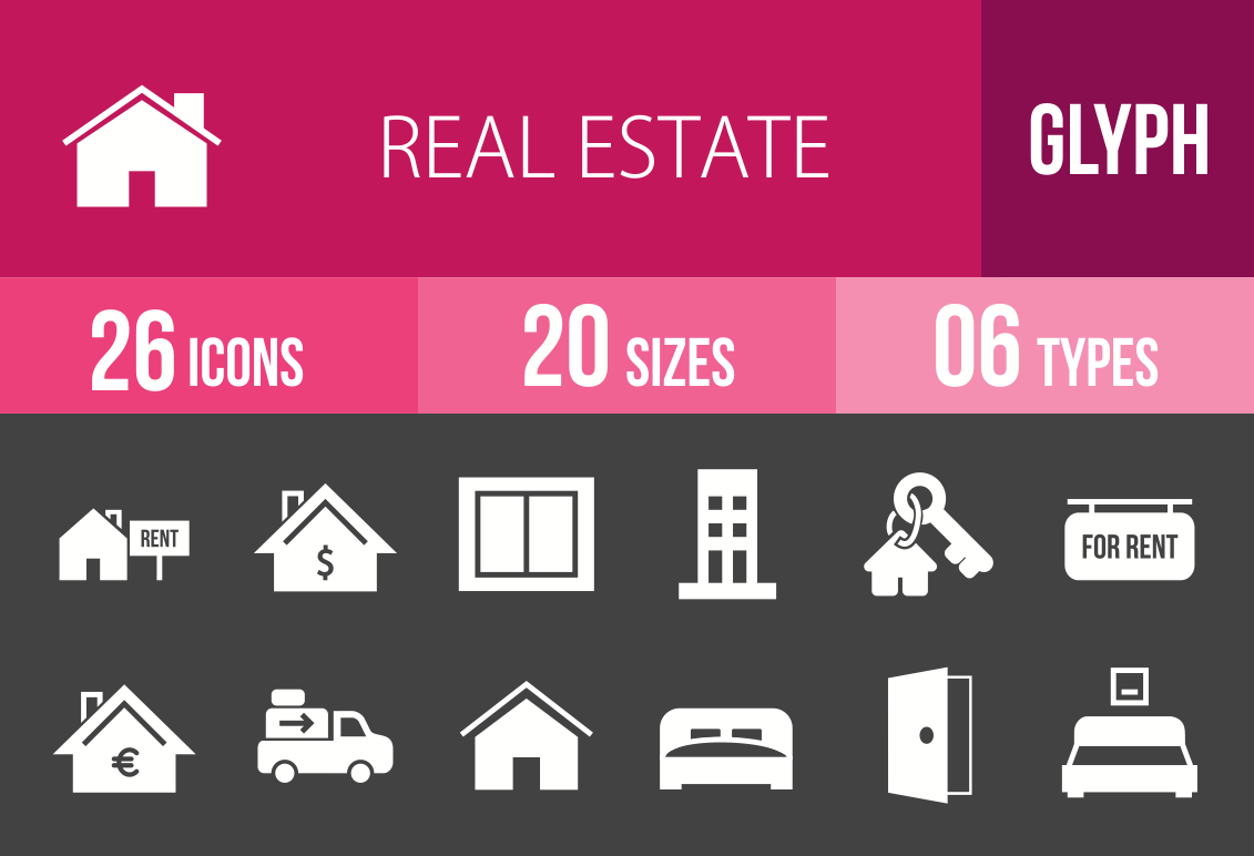 26 Real Estate Glyph Inverted Icons - Overview - IconBunny
