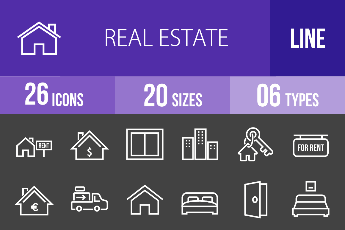 26 Real Estate Line Inverted Icons - Overview - IconBunny