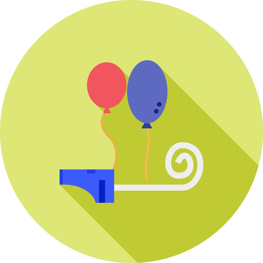 Balloons and Party Blower Flat Shadowed Icon