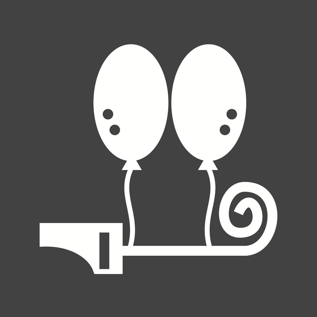 Balloons and Party Blower Glyph Inverted Icon