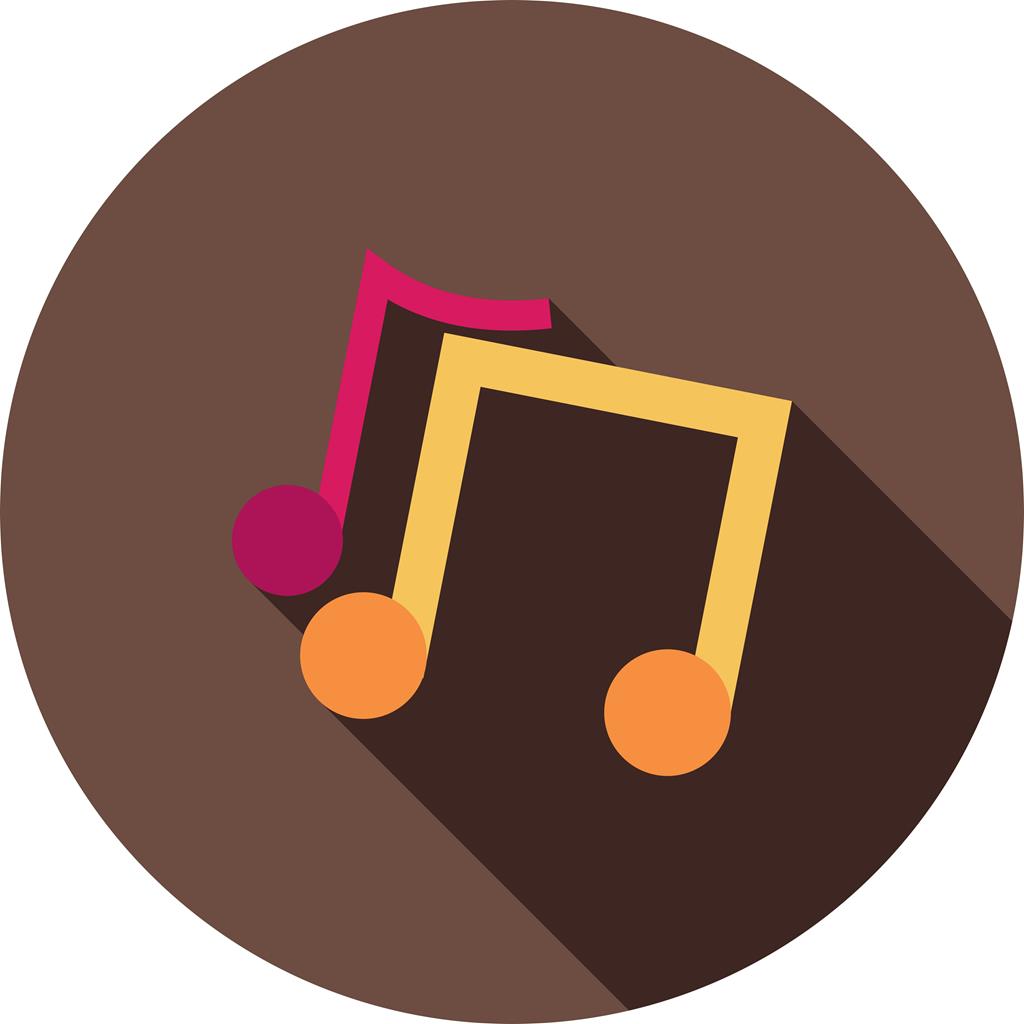 Music Notes Flat Shadowed Icon