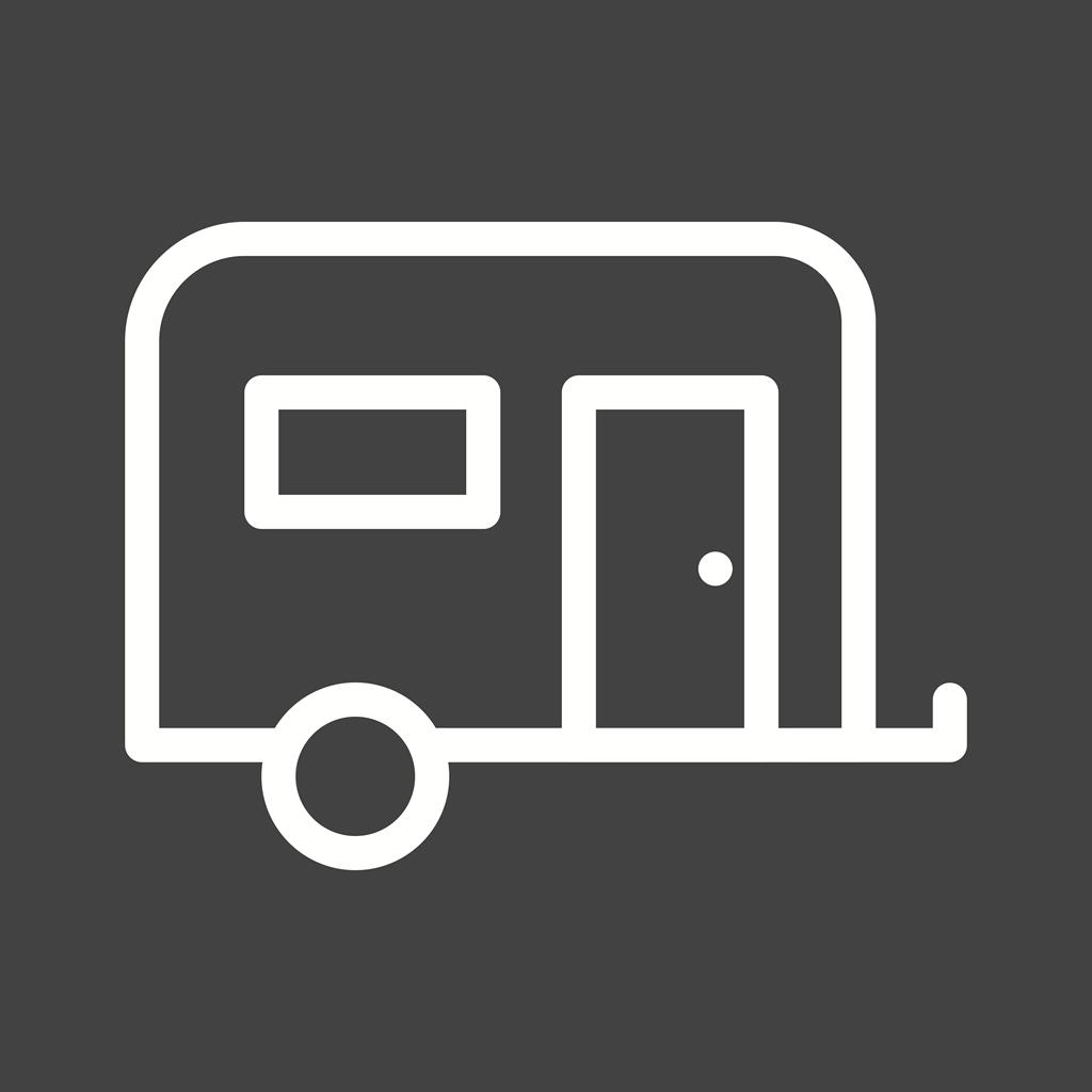 Camping Trailer Line Inverted Icon