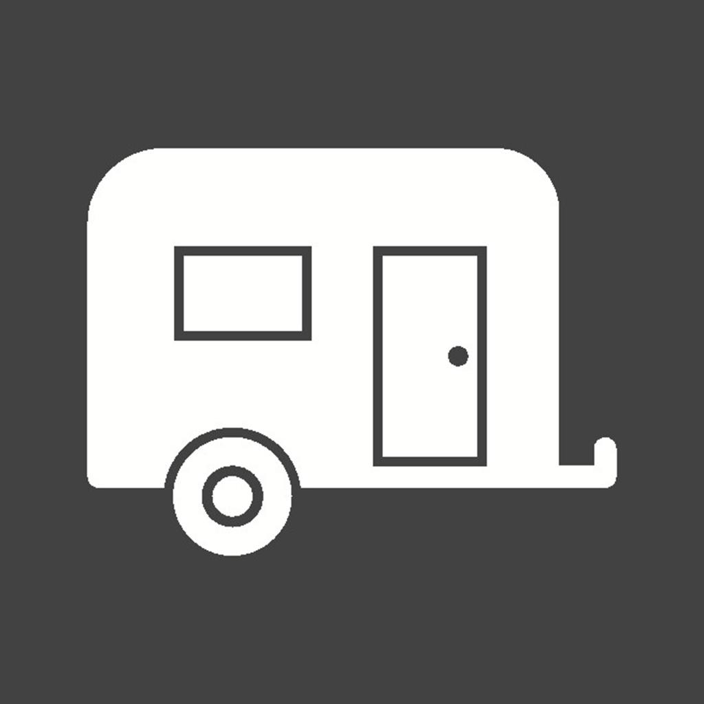 Camping Trailer Glyph Inverted Icon