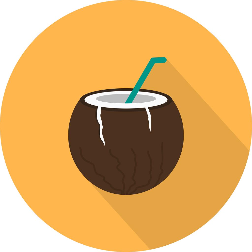 Coconut Drink Flat Shadowed Icon