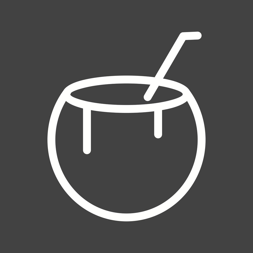 Coconut Drink Line Inverted Icon