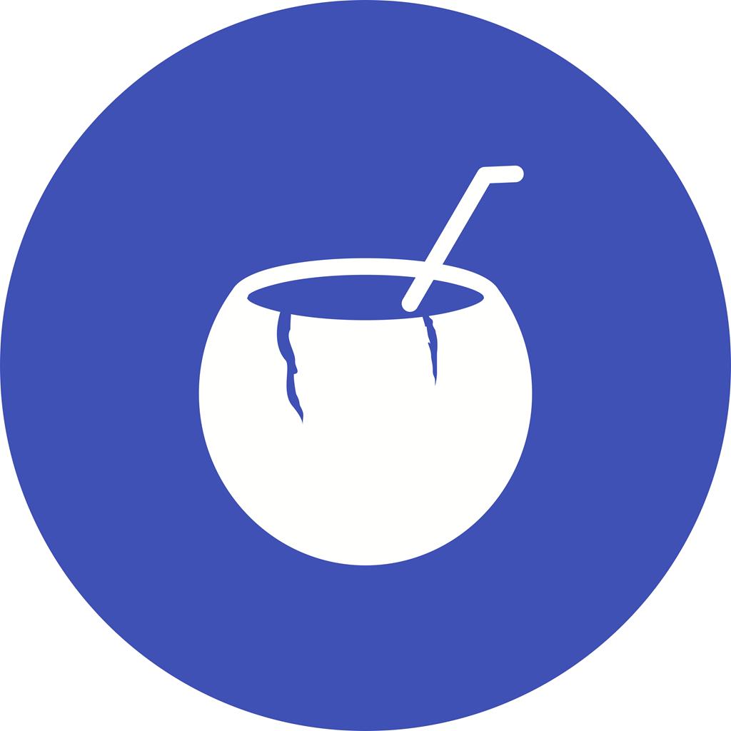 Coconut Drink Flat Round Icon