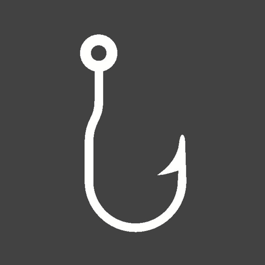 Fishing Hook Glyph Inverted Icon
