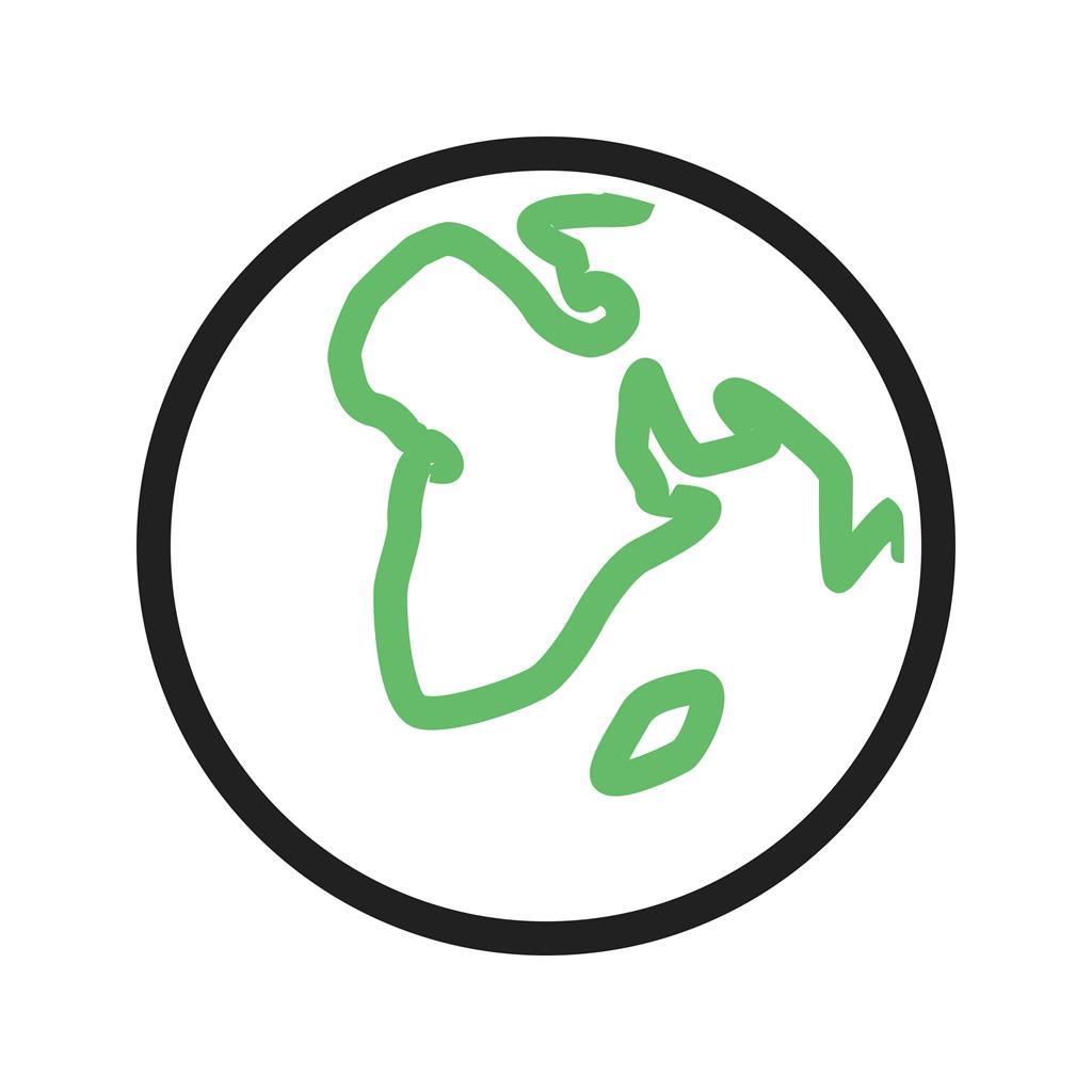 Globe Line Green Black Icon - IconBunny