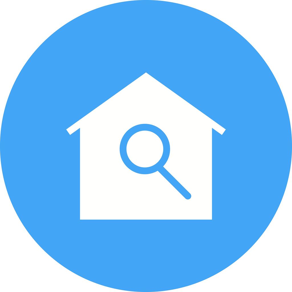 House Search Flat Round Icon