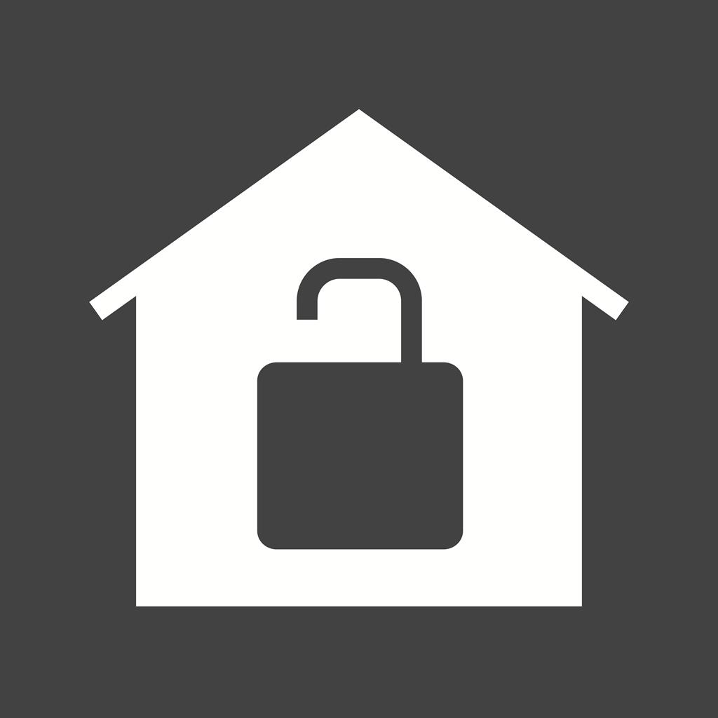 Unlocked House Glyph Inverted Icon