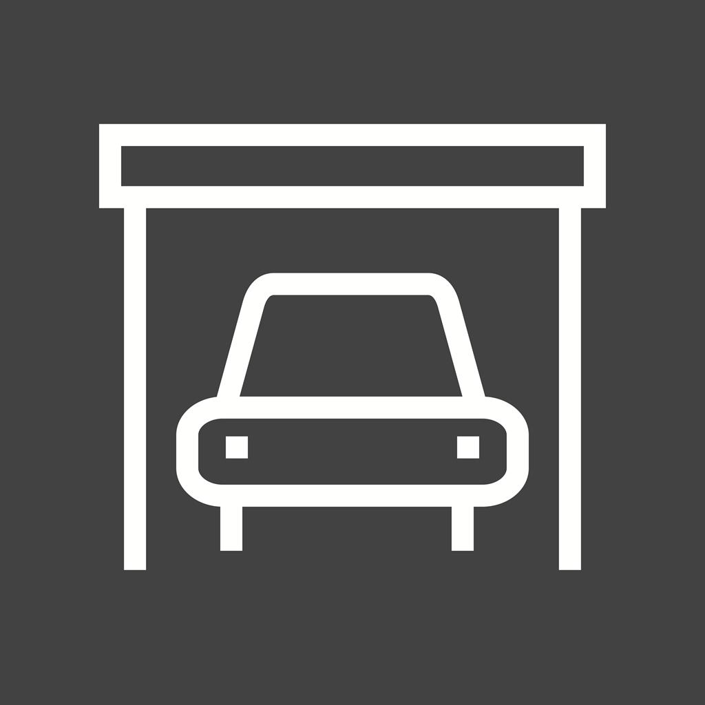 Car in Garage Line Inverted Icon