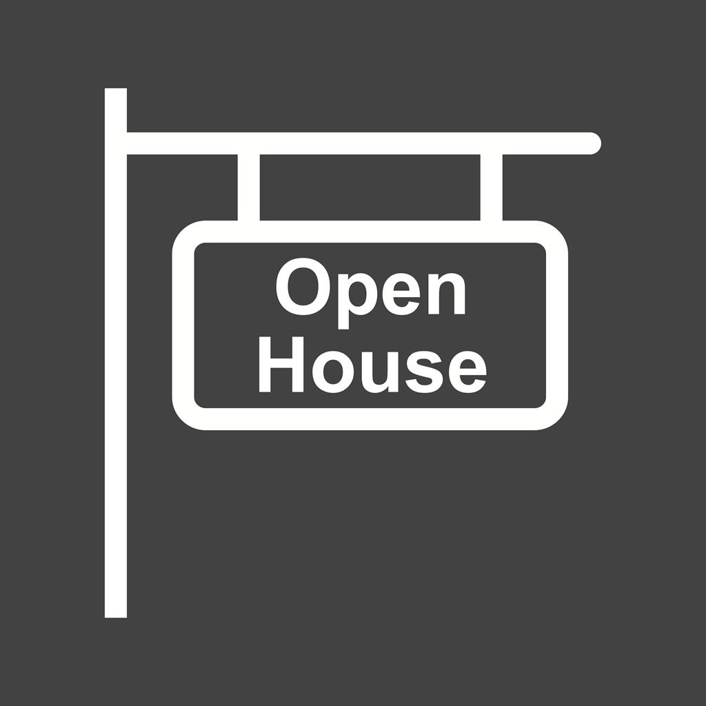 Open House Sign Line Inverted Icon