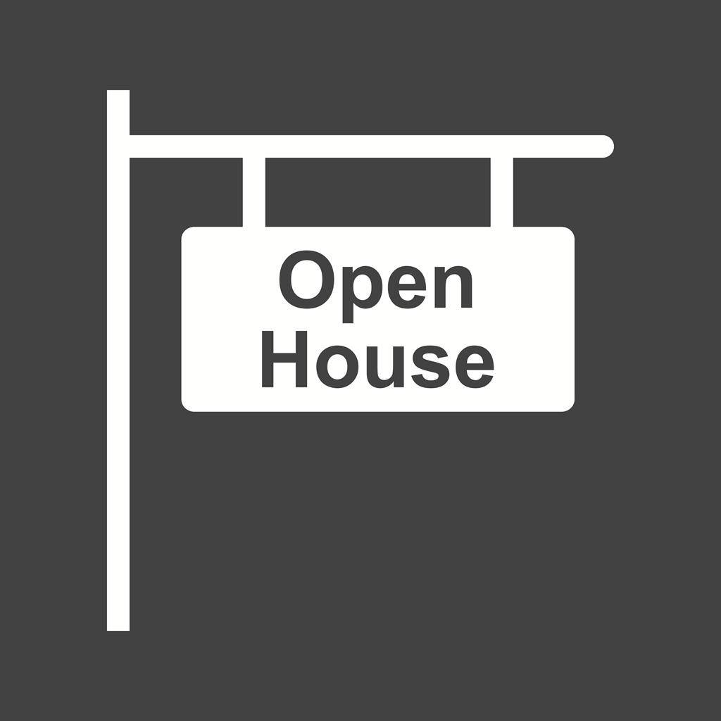 Open House Sign Glyph Inverted Icon