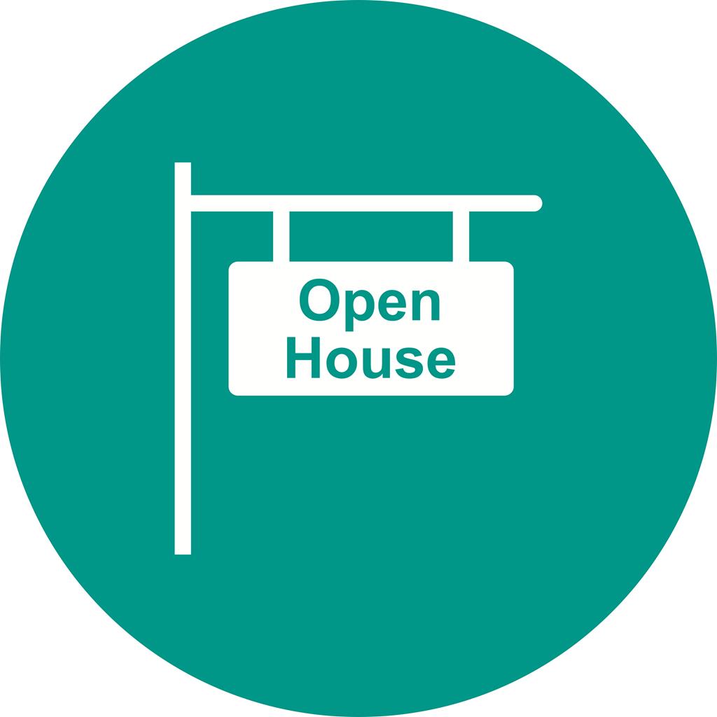Open House Sign Flat Round Icon