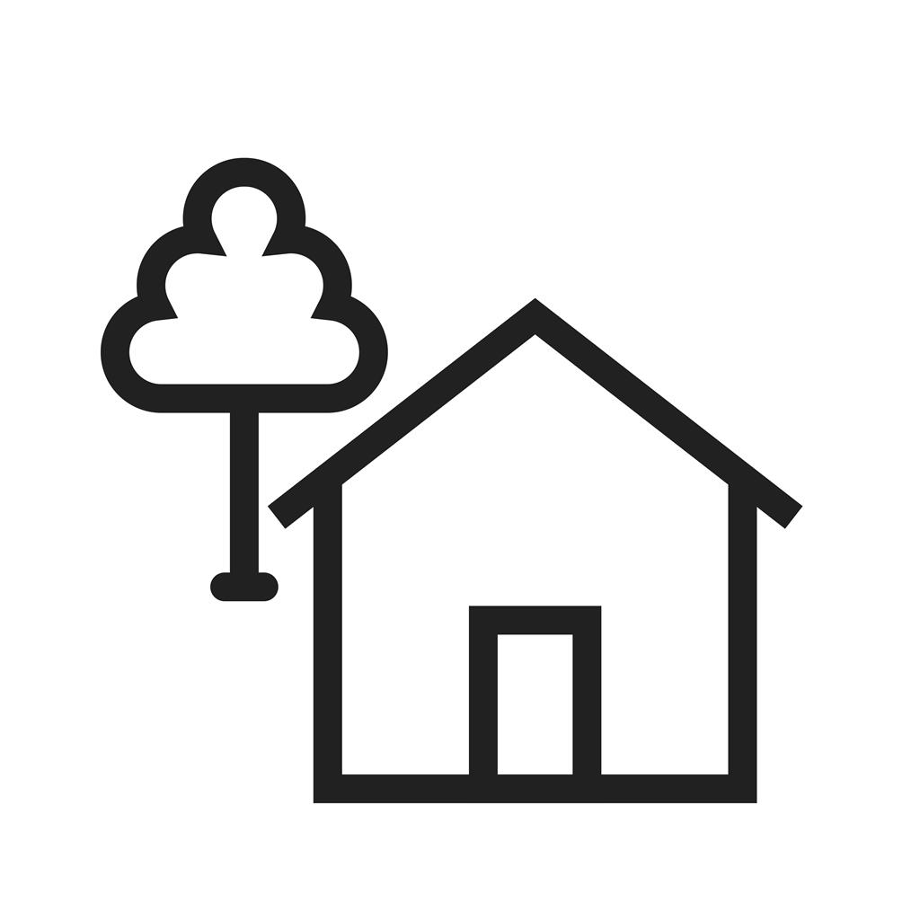 House with Tree Line Icon