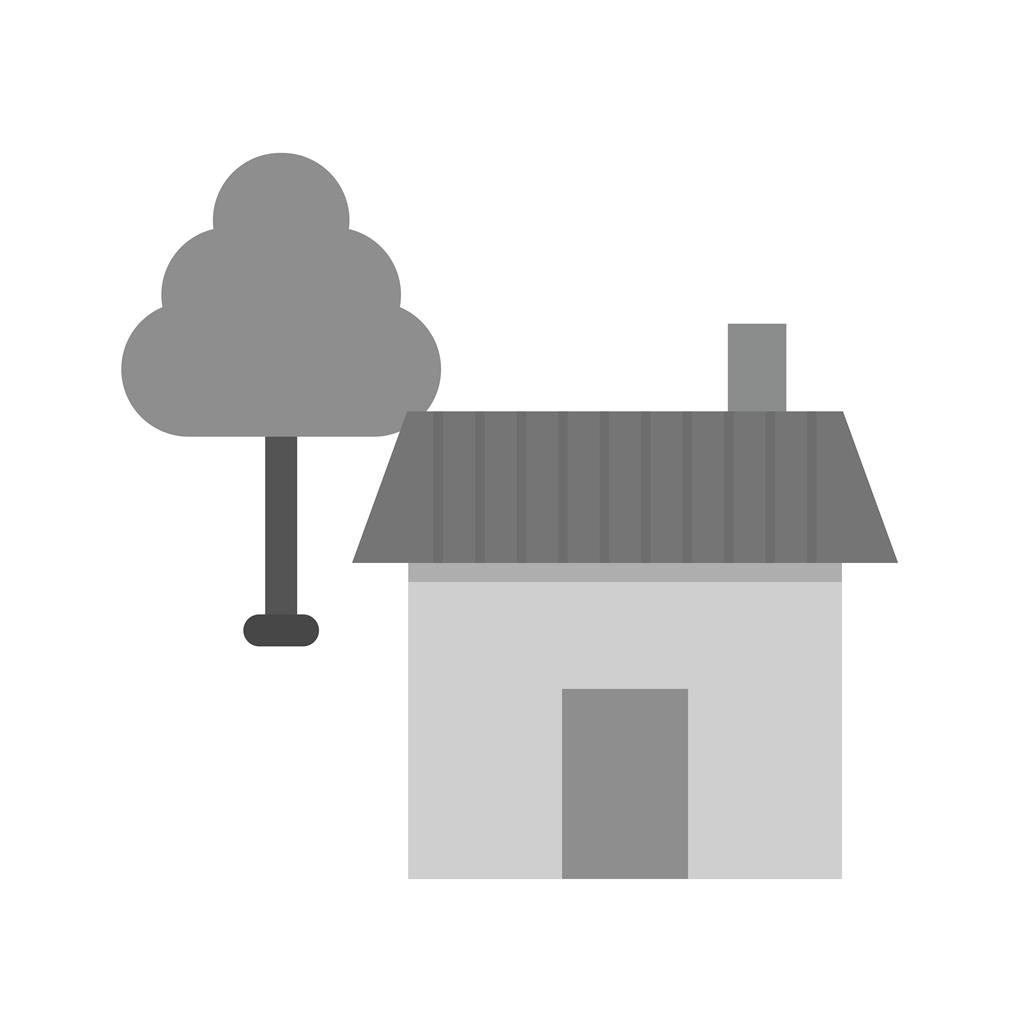 House with Tree Greyscale Icon