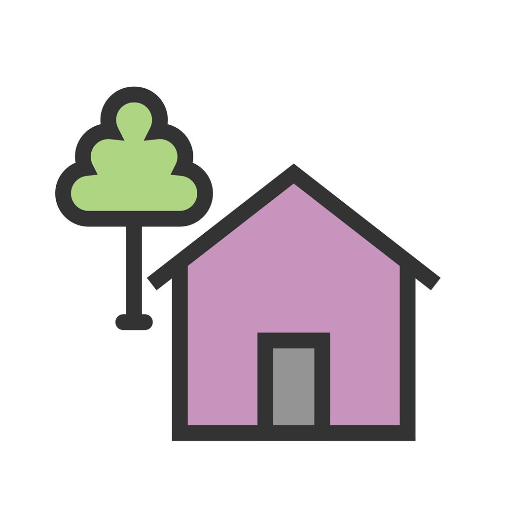 House with Tree Line Filled Icon