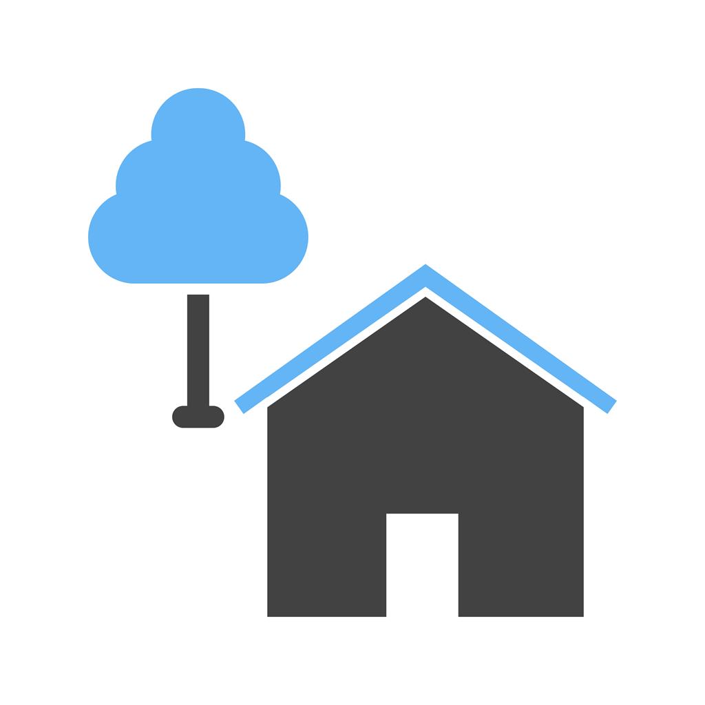 House with Tree Blue Black Icon