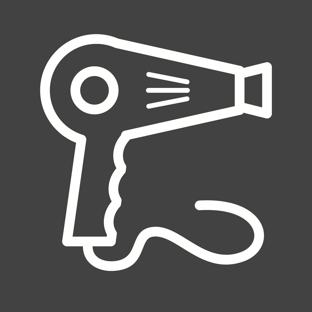 Hair Dryer Line Inverted Icon