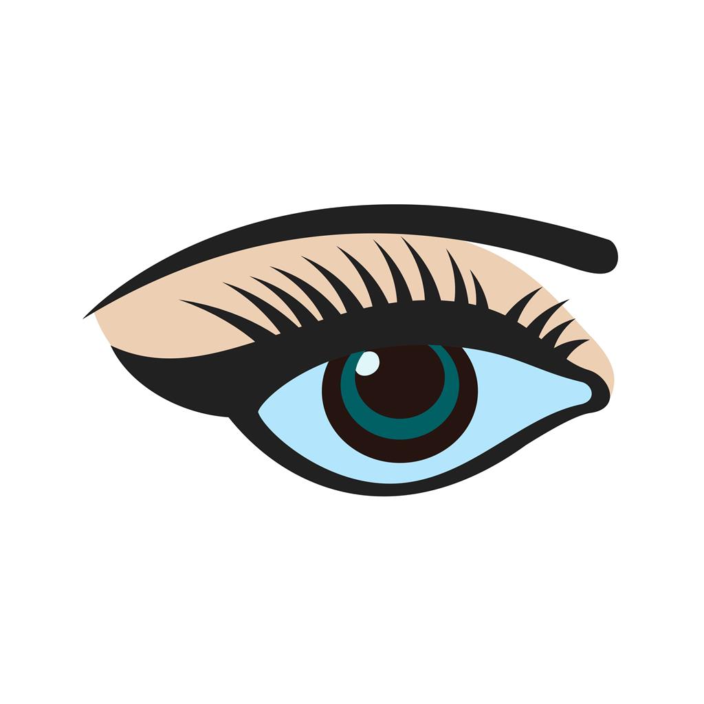 Eye with eyeliner Flat Multicolor Icon