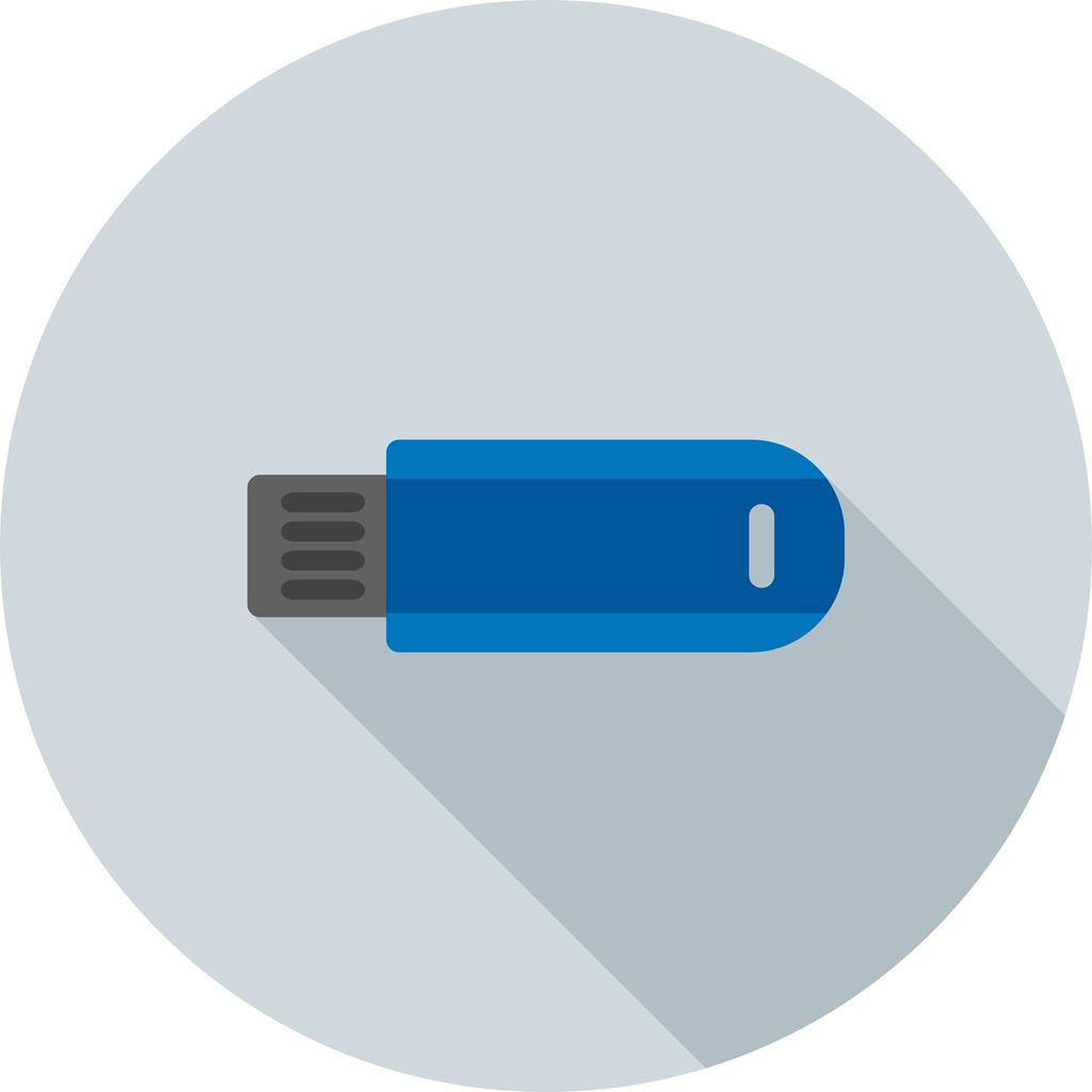 USB Cable Flat Shadowed Icon